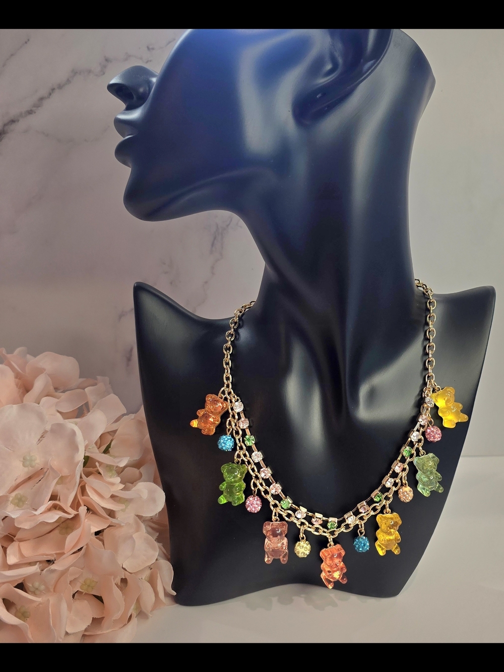 Betsey Johnson -Multicolor Gummy Bear Charm Necklace